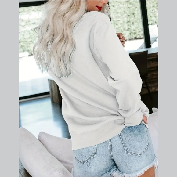 NWT Pray Big Worry Small White Sweatshirt w/Tan Lettering - Picture 2 of 3